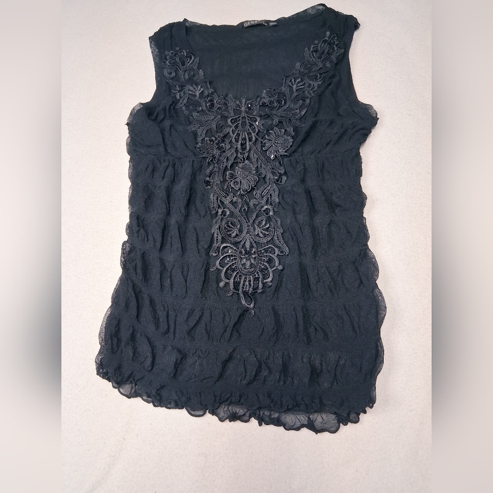 George Black Floral Lace Women's Blouse